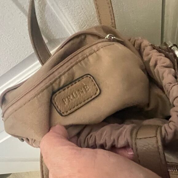 Prune beige nylon and faux leather Backpack handbag - Picture 2 of 11